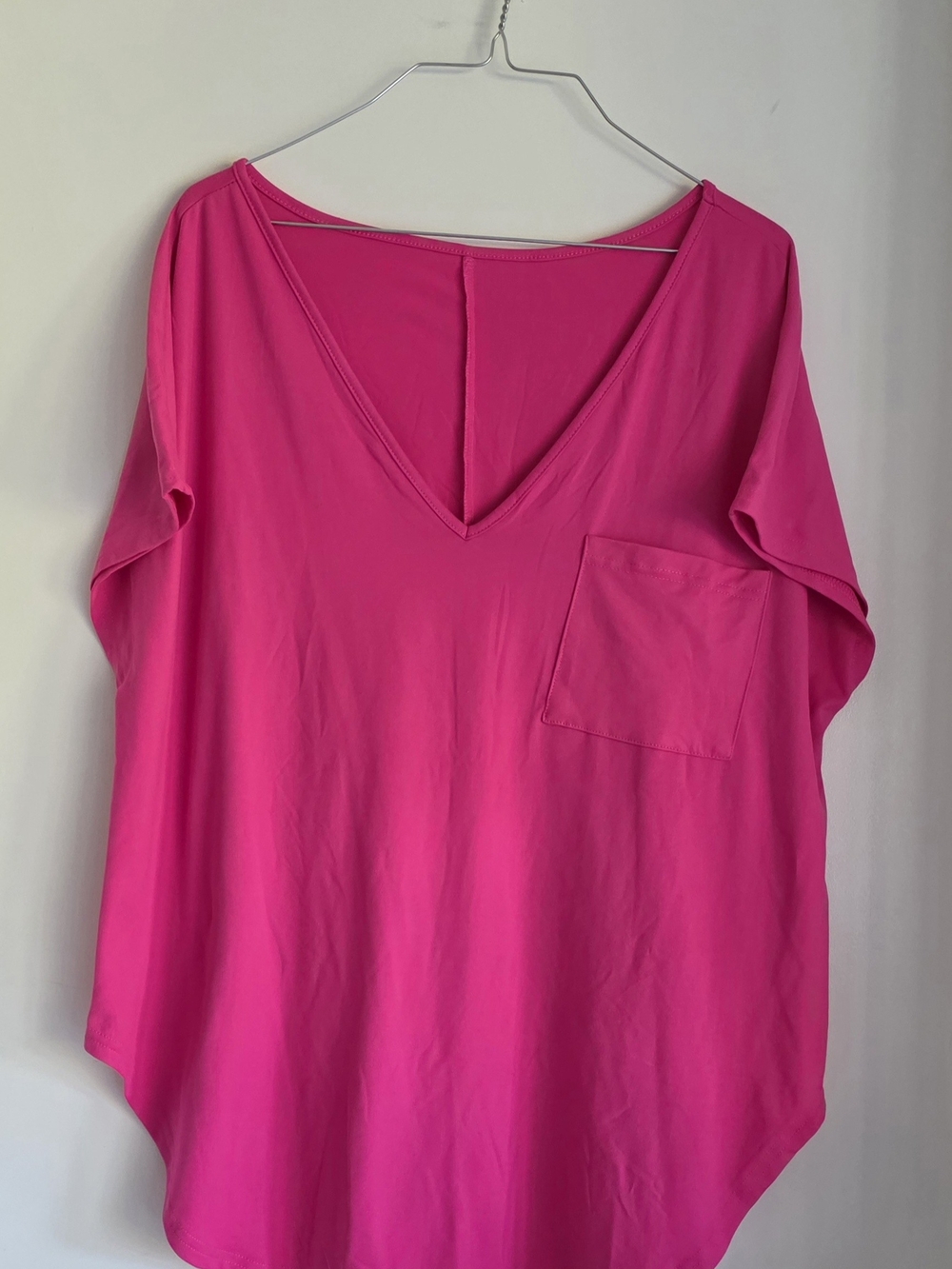 SHEIN Hot Pink V-Neck Pocket Tunic 1xl